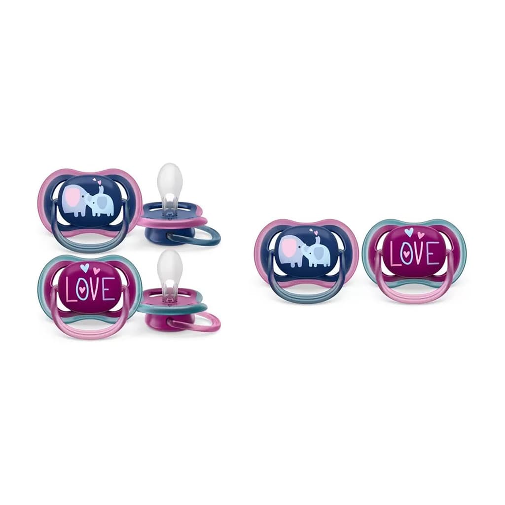 Kit 2un Chupeta Ultra Air 18m+ Philips Avent Elefante Love