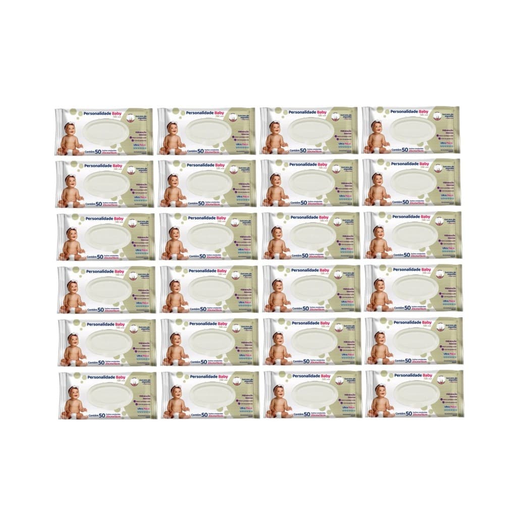 Kit 24 Toalhas Umedecidas Personalidade Baby Com 50 Unidades