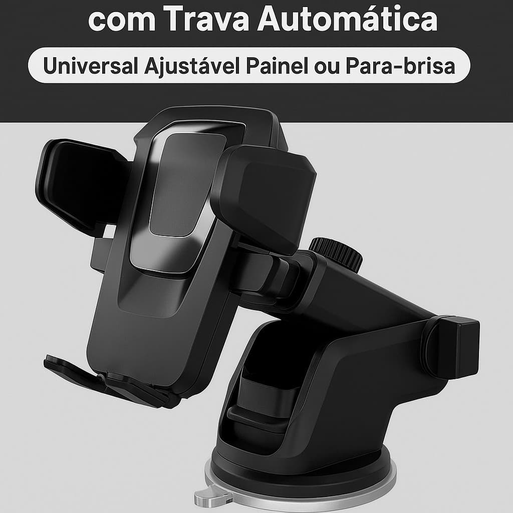 Suporte Celular Gps Carro Veicular  Trava Automática Ajustável Painel ou Para-brisa