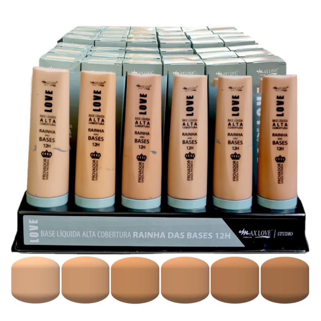 Base Liquida Alta Cobertura Rainha das Bases 12H C/42 Unid 600 ao 605 - Max Love