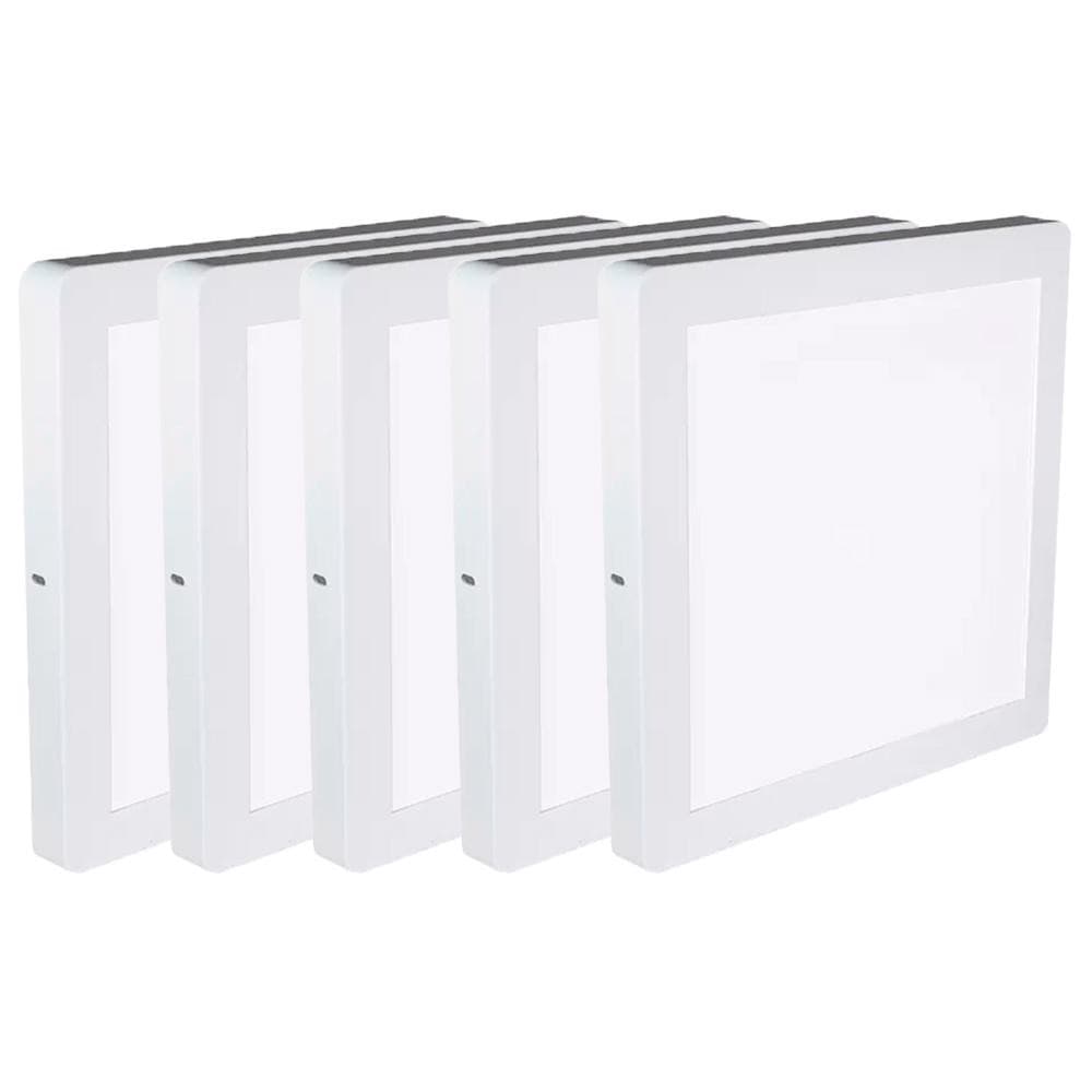 Kit Luminária Plafon LED Quadrado de Sobrepor 24W - 3000K Com 5 Unidades (520,0055) - Noll LED