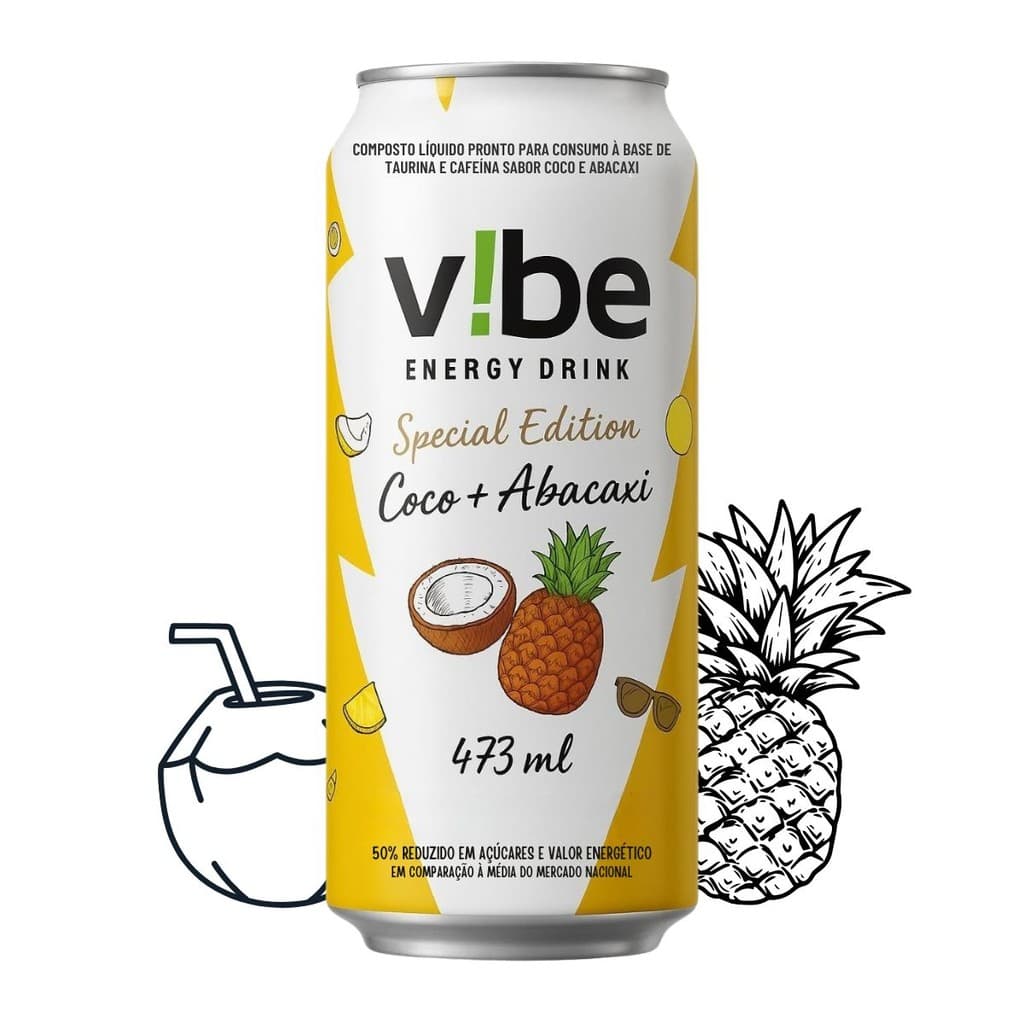 Energético Vibe Sabor Coco e Abacaxi 473ml