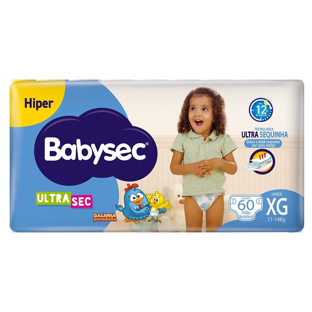 Fralda Babysec UltraSec Hiper Galinha Pintadinha XG - 56 Unidades
