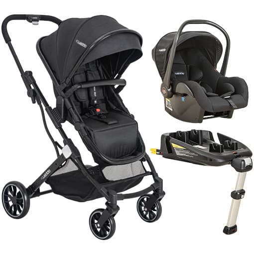 Carrinho de Bebê Zig Zag Com Bebê Conforto Casulo Click E Base Isofix Preto - Kiddo