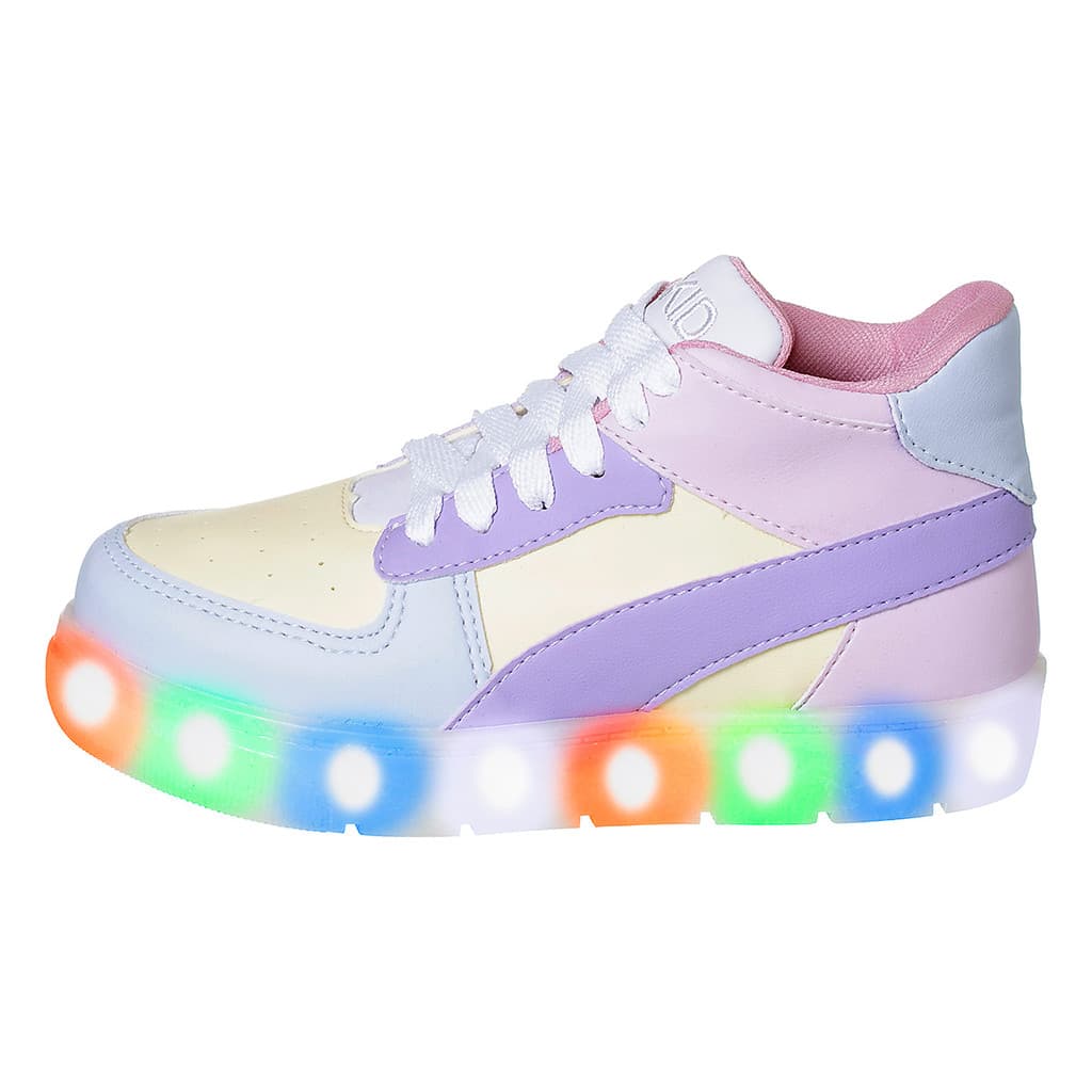 Tênis Infantil Menina Bibe Colorido Led Luzinha Confortável