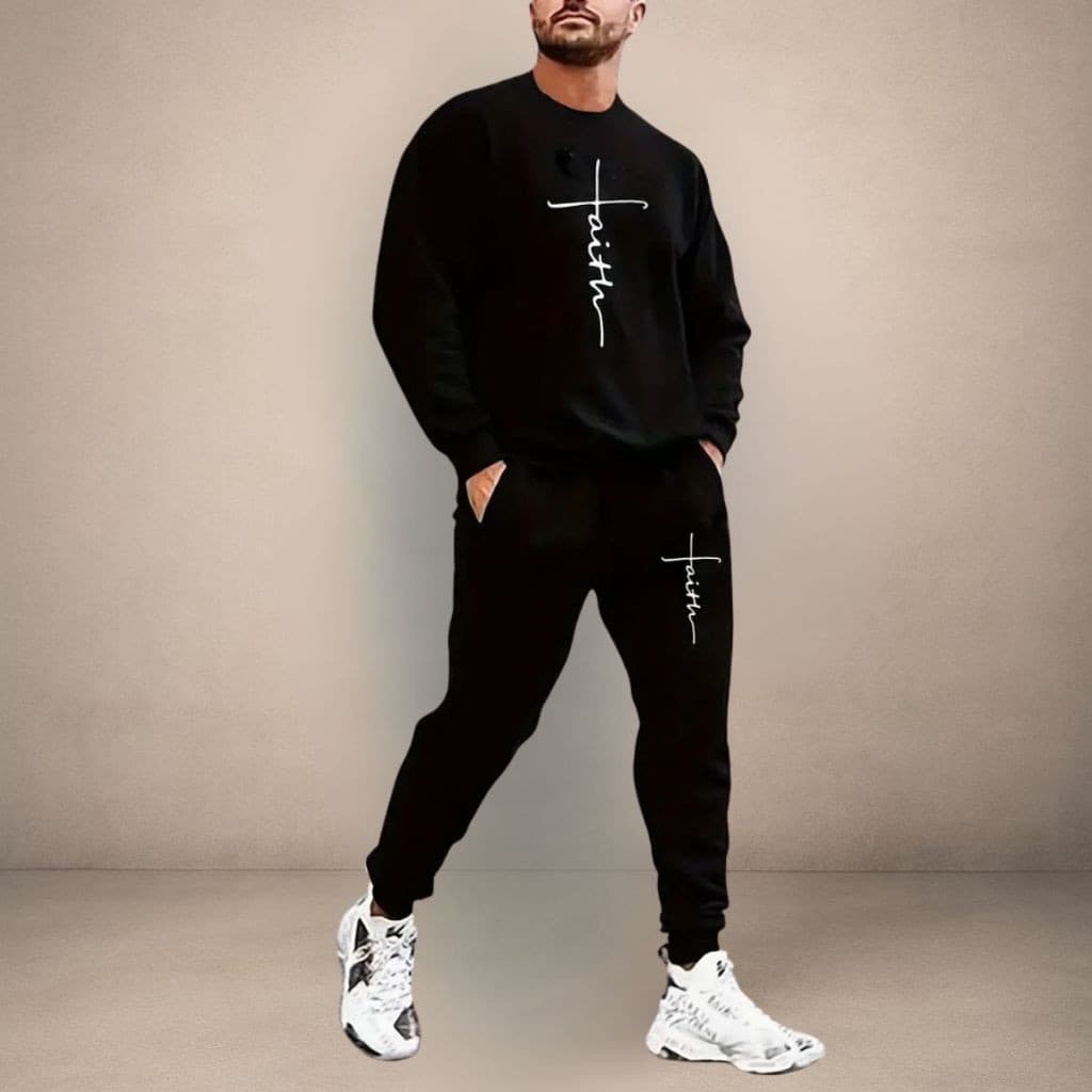 Conjunto Moletom Masculina Algodão Faith Tendencia Inverno Confortavel Gola Redonda e Calça Moletom