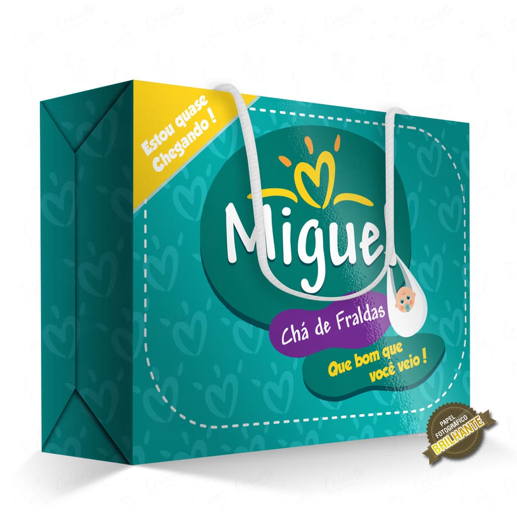 10, 15, 20 ou 25 unid - Caixa Surpresa - Chá de Fraldas / Pampers (Verde) - [QUALIDADE PREMIUM COM BRILHO] - Sacolinha