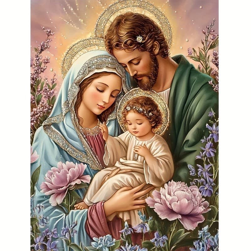 Conjunto Completo De Pintura De Diamante 5D , Tema Religioso Da Família De Jesus , Artesanato Em Mosaico , Adequado Para