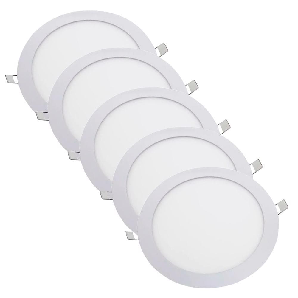 Kit Luminária Plafon LED Redondo de Embutir 24W - 6500K Com 5 Unidades (520,0029) - Noll LED