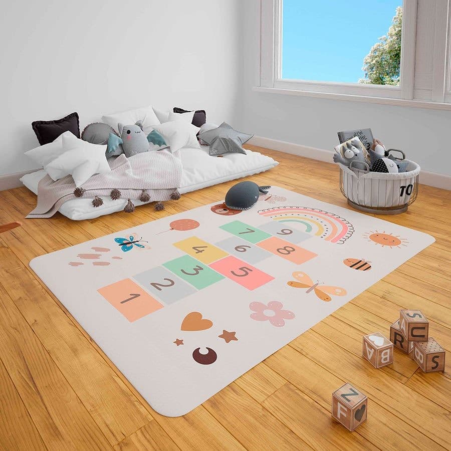 Tapete atividades infantil Grande Sala 69X118 | Amarelinha, Brincadeira | Antiderrapante, Promoção