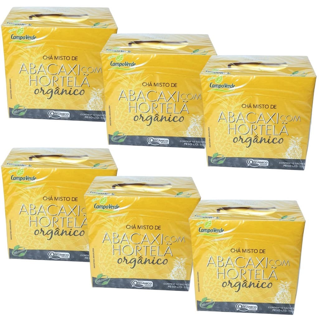 Chá Abacaxi com Hortelã Orgânico Kit 6 Caixas Campo Verde