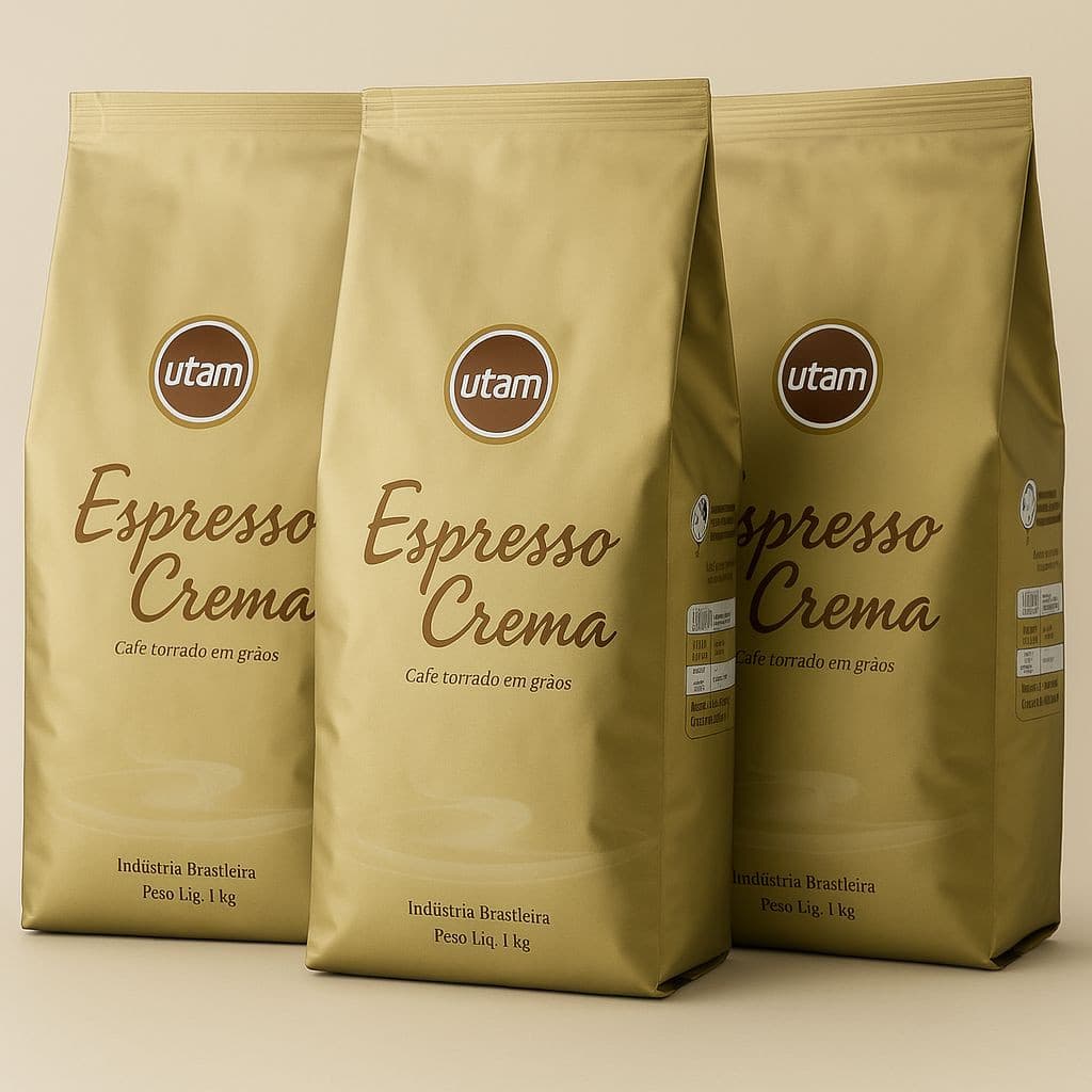 Kit 3 Café Utam Espresso Crema Em Grãos Embalagem 1 Kg Cada