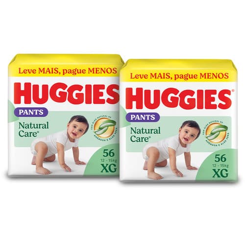 Kit 2 - Fralda Premium Pants Huggies Natural Care XG 56 Un