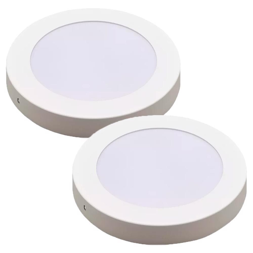 Kit Luminária Plafon LED Redondo de Sobrepor 18W - 4000K Com 2 Unidades (520,0050) - Noll LED