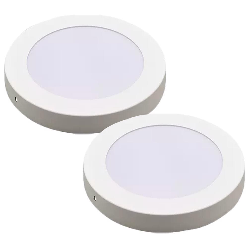 Kit Luminária Plafon LED Redondo de Sobrepor 18W - 6500K Com 2 Unidades (520,0012) - Noll LED