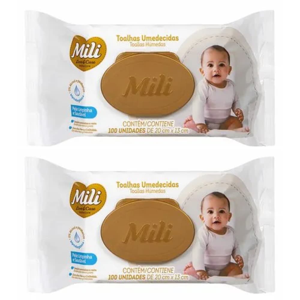 Kit 2 Lenços Umedecidos Mili Love Care c/ 96 unidades cada -  Lenço Umedecido Bebê