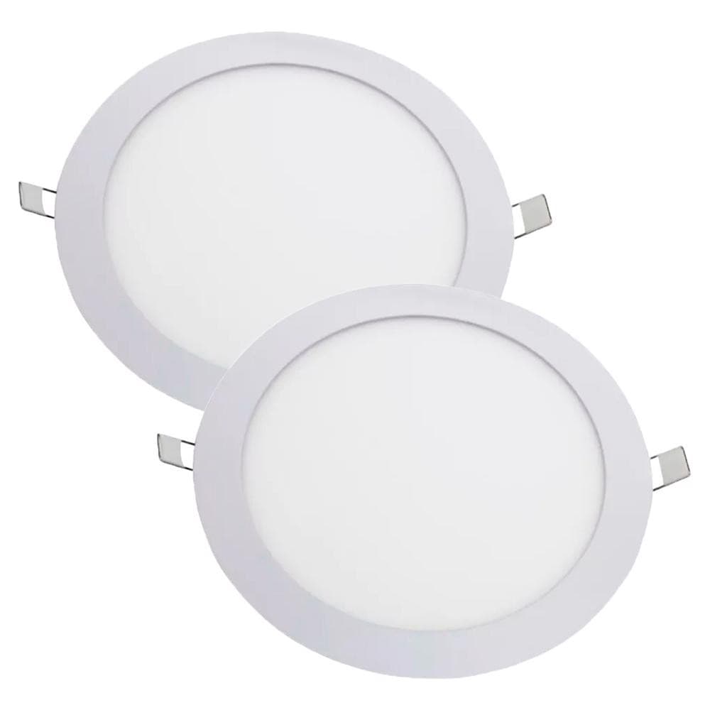 Kit Luminária Plafon LED Redondo de Embutir 24W - 4000K Com 2 Unidades (520,0044) - Noll LED