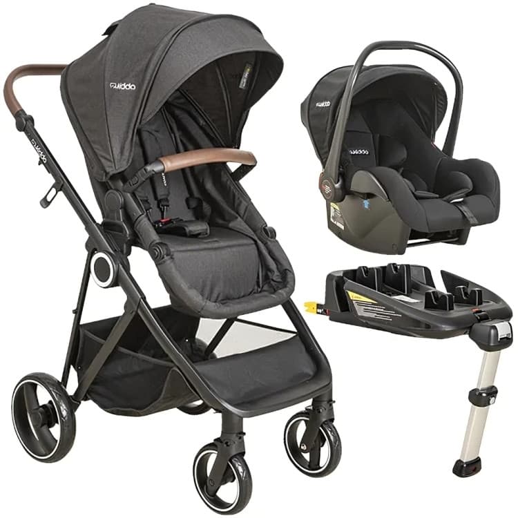 Carrinho de Bebê Cosmos Com Bebe Conforto E Base Isofix Melange Preto - Kiddo