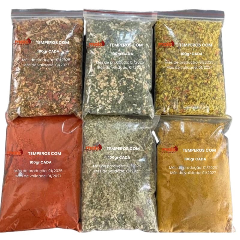 Monte seu kit tempero com 1kg Essenciais para Culinária Temperos e Condimentos - Super Linha Premium Mais Tempero