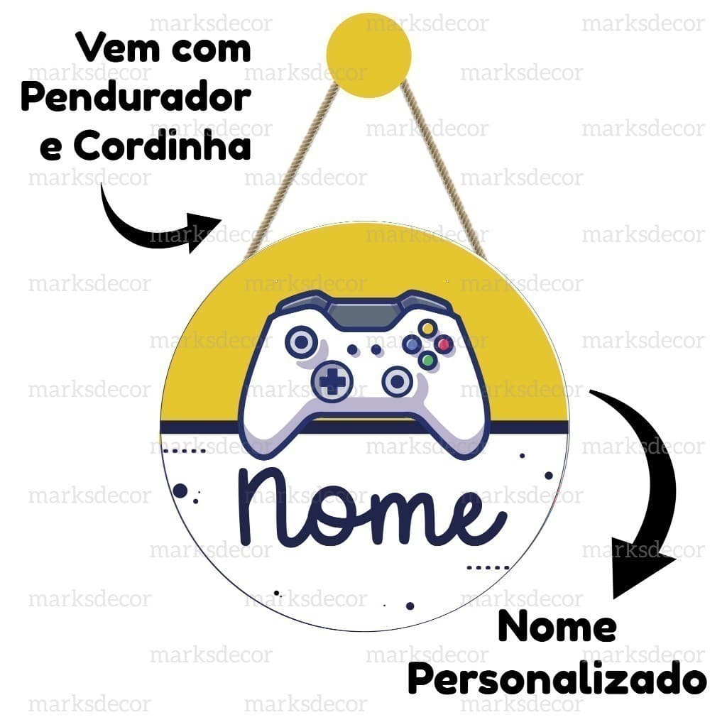 Enfeite Porta Maternidade Controle Vídeo Game Quadro Decorativo Infantil Quarto Menino