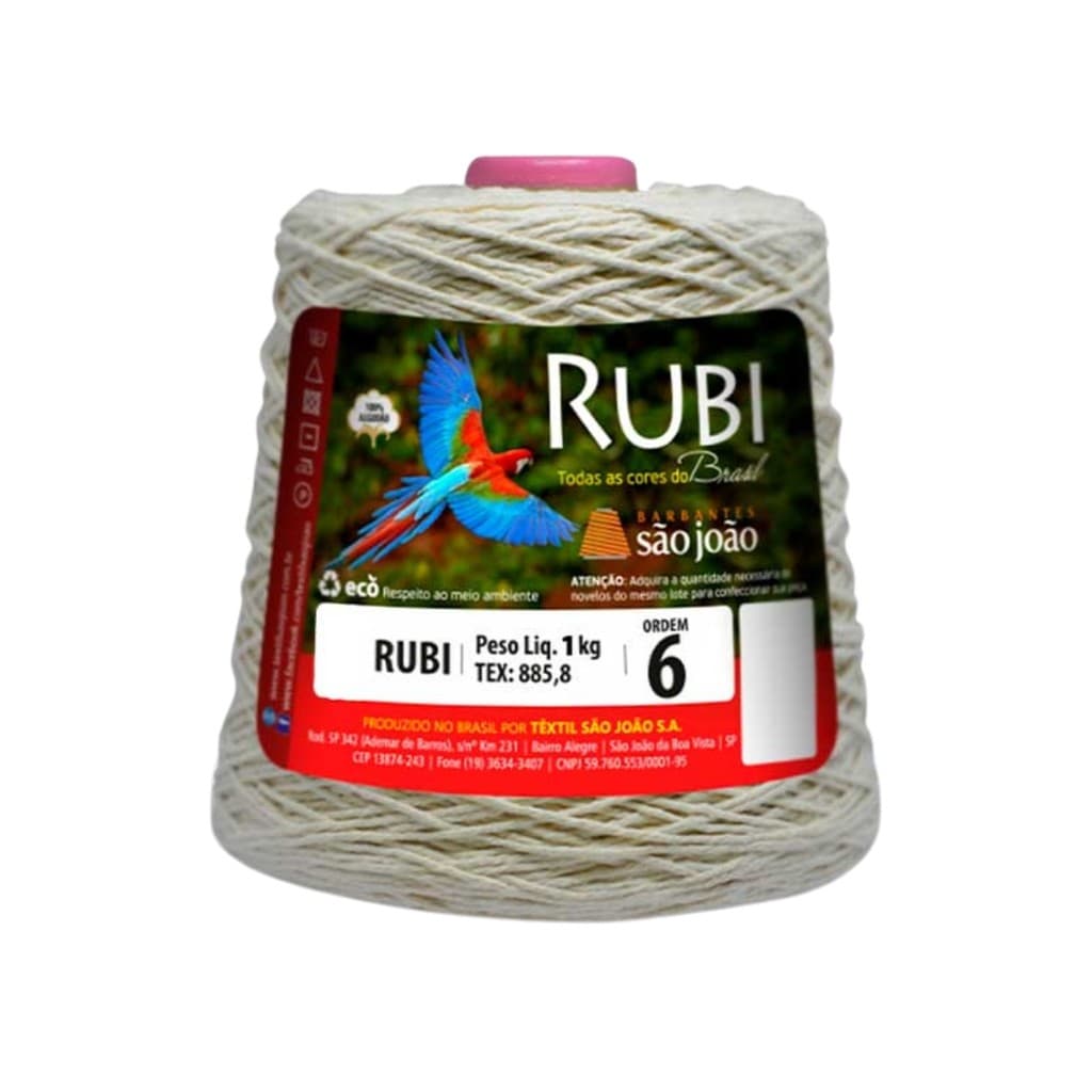 Barbante Rubi São João Fio 6 Crú 1kg | Ideal para Crochê e Artesanato