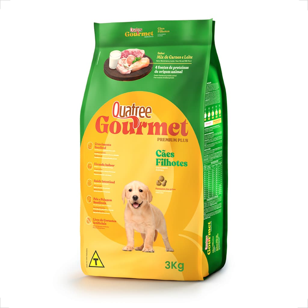 Ração Quatree Gourmet Cães Filhotes Mix Carnes e Leite