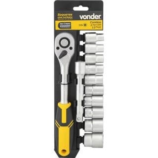 Jogo de Soquetes Vonder 12 Peças 1/2" 10mm a 24mm com Catraca Sextavado Profissional