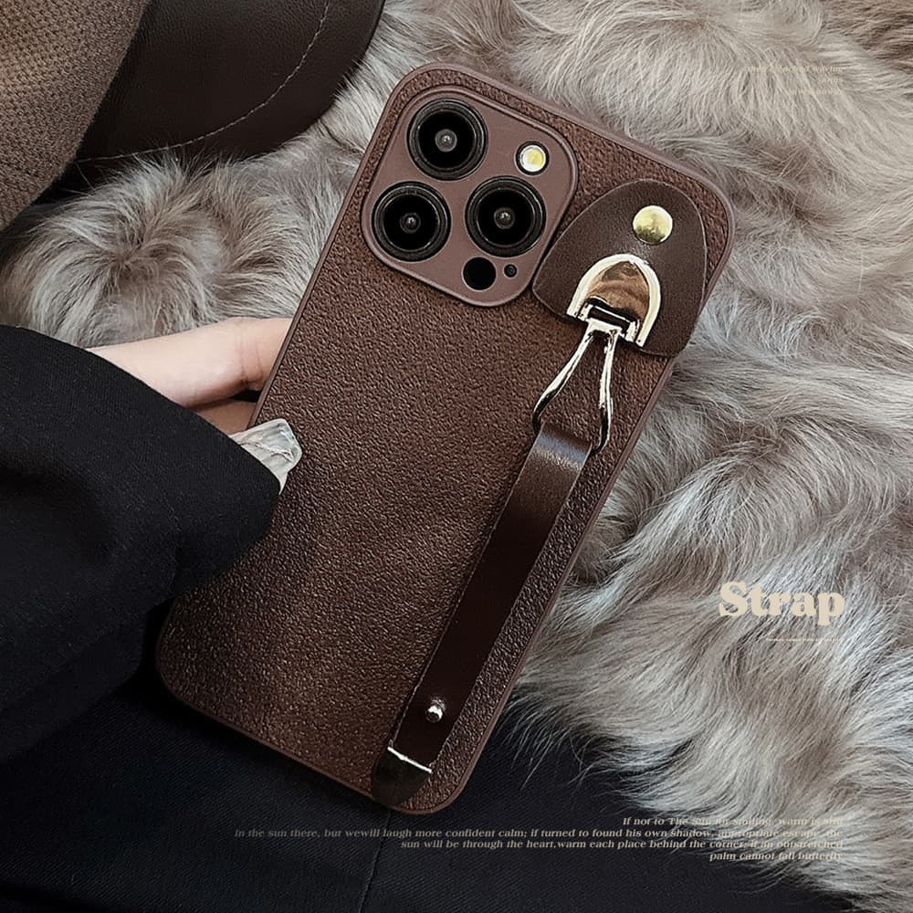 Capinha iphone 11/12/13/14/15/16 Pro max,anti impacto,Capa de celular com pulseira de couro vintage