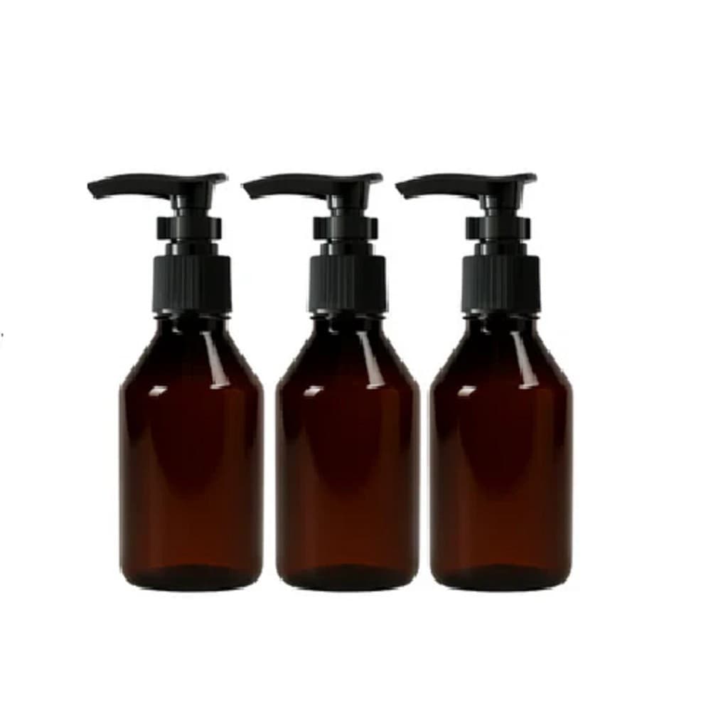 Kit Viagem Frasco Âmbar Pet 3pçs 100ml para Porta Shampoo Condicionador Sabonete líquido Creme Óleo Dispenser 100ml