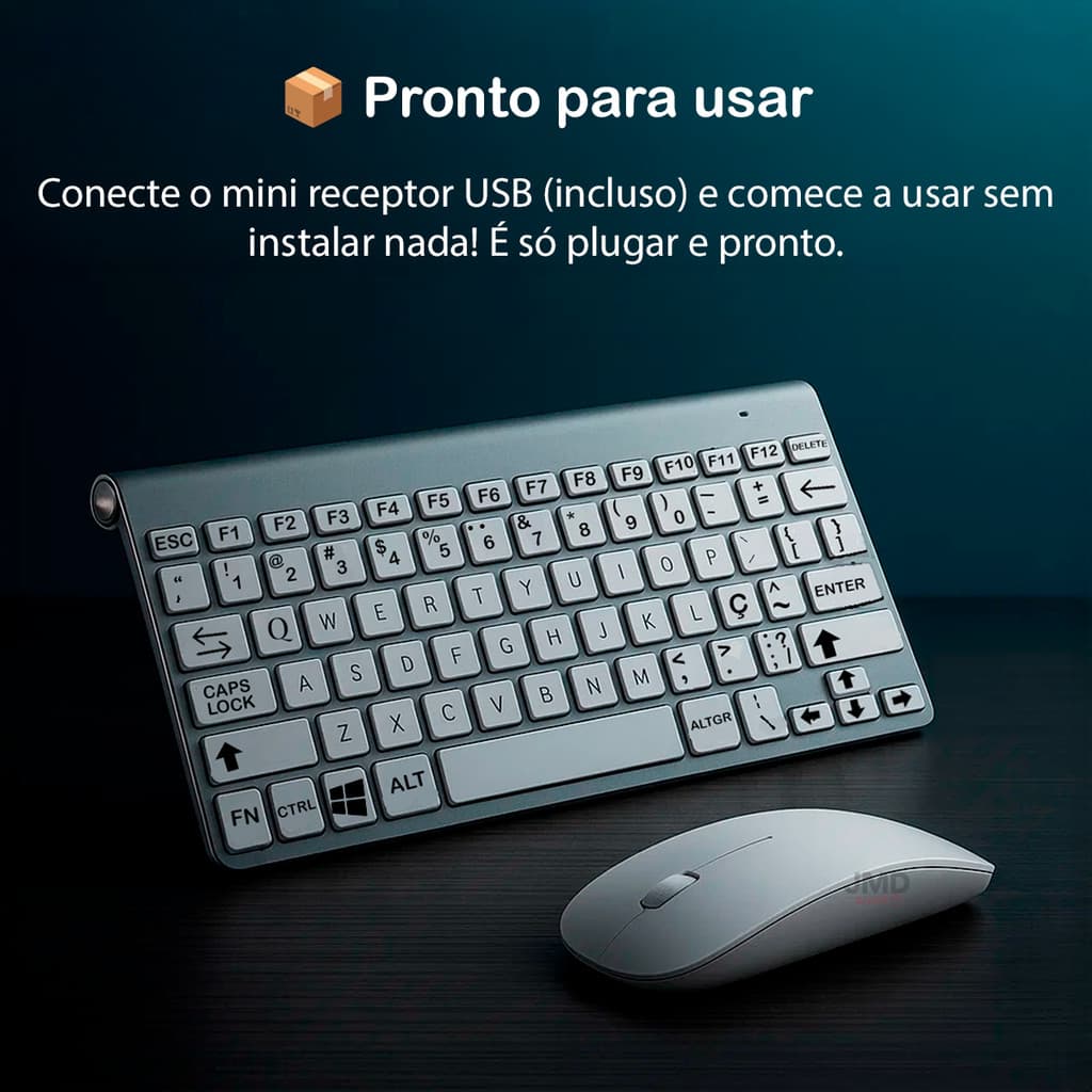 Combo Teclado + Mouse Sem Fio WEIBO 2.4G com Receptor USB Incluso