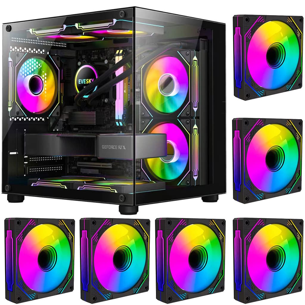 Gabinete Gamer  MICRO ATX Aquário GB1796 em Vidro Com 6 Fans RGB