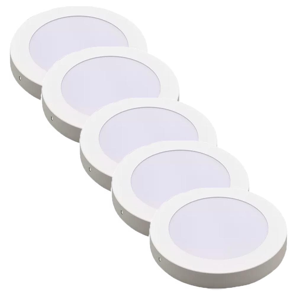 Kit Luminária Plafon LED Redondo de Sobrepor 18W - 6500K Com 5 Unidades (520,0012) - Noll LED