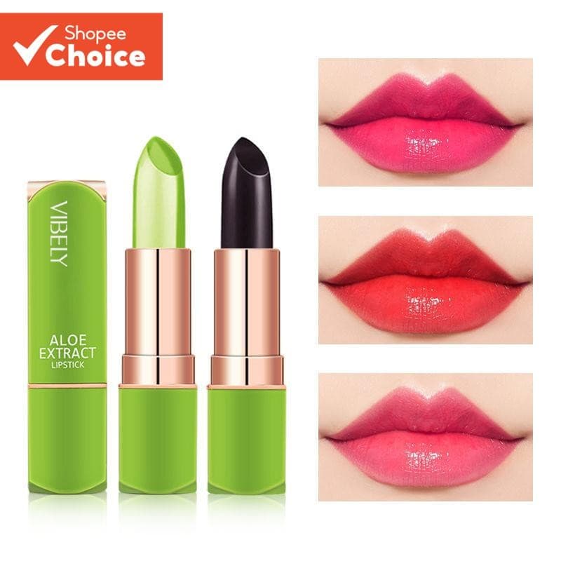 Batom VIBELY Aloe Vera : Brilho Labial Gelatinoso Hidratante Que Muda De Cor Quente Para Lábios Nutridos Escolha Oficial