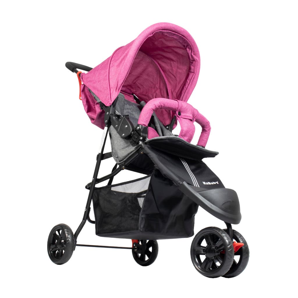 Carrinho De Bebê EasyGo Com Cesto 3 Rodas Até 15kg KaBaby - Rosa