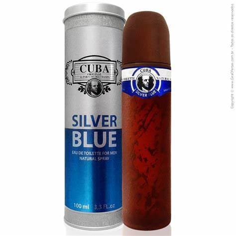 CUBA SILVER BLUE: Perfume Masculino Importado Original Eau de Toilette com NFE 100ml