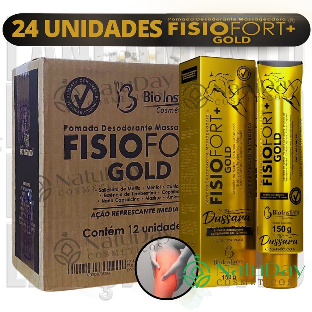Kit 24 Pomadas Massageadora Fisiofort+ Gold 150g - Bio Instinto
