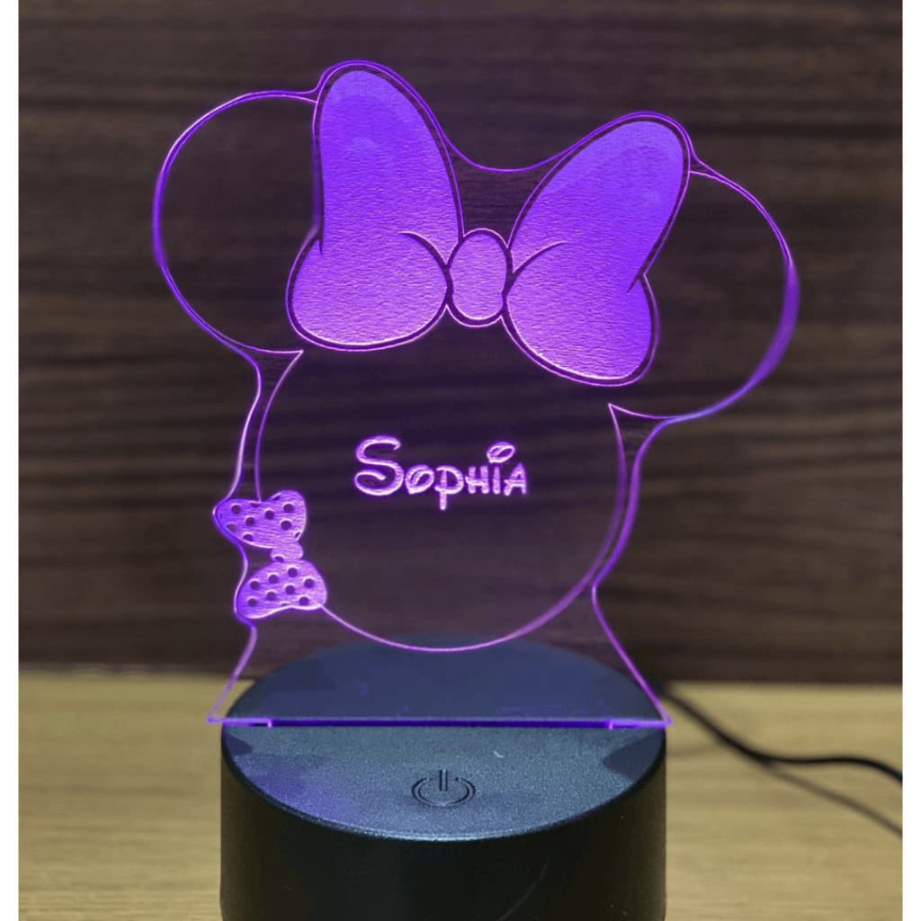Luminária abajur infantil com nome gravado. luminária 3d, abajur Led 7 cores
