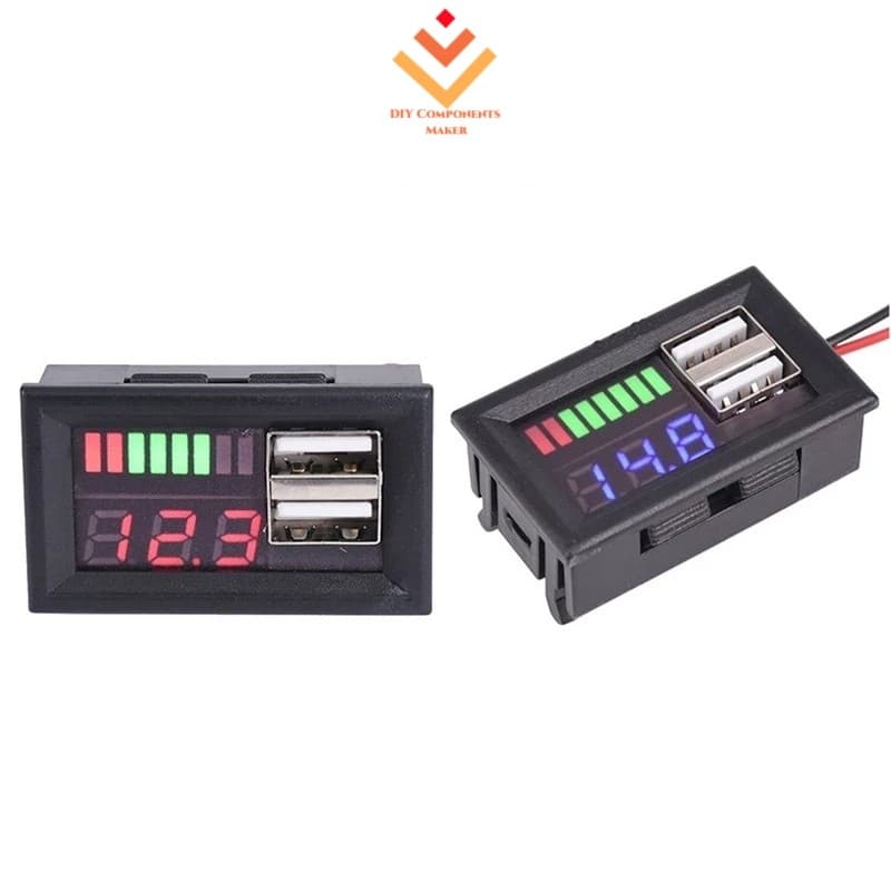 12V LED Display Digital Voltímetro Mini Medidor De Tensão Bateria Painel Testador USB 5V2A Saída Para Carros Motocicleta