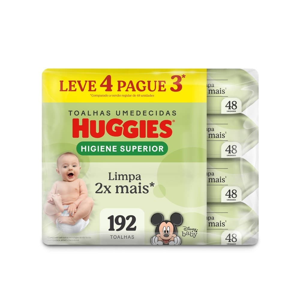 Lenços Umedecidos Huggies Higiene Superior 4 x 48 Unidades