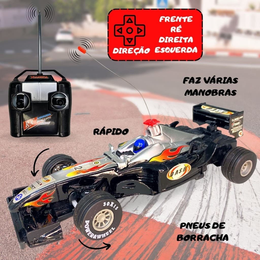 Carrinho Formula 1 Controle Remoto Brinquedo Infantil Frente. Ré, Direita e Esquerda