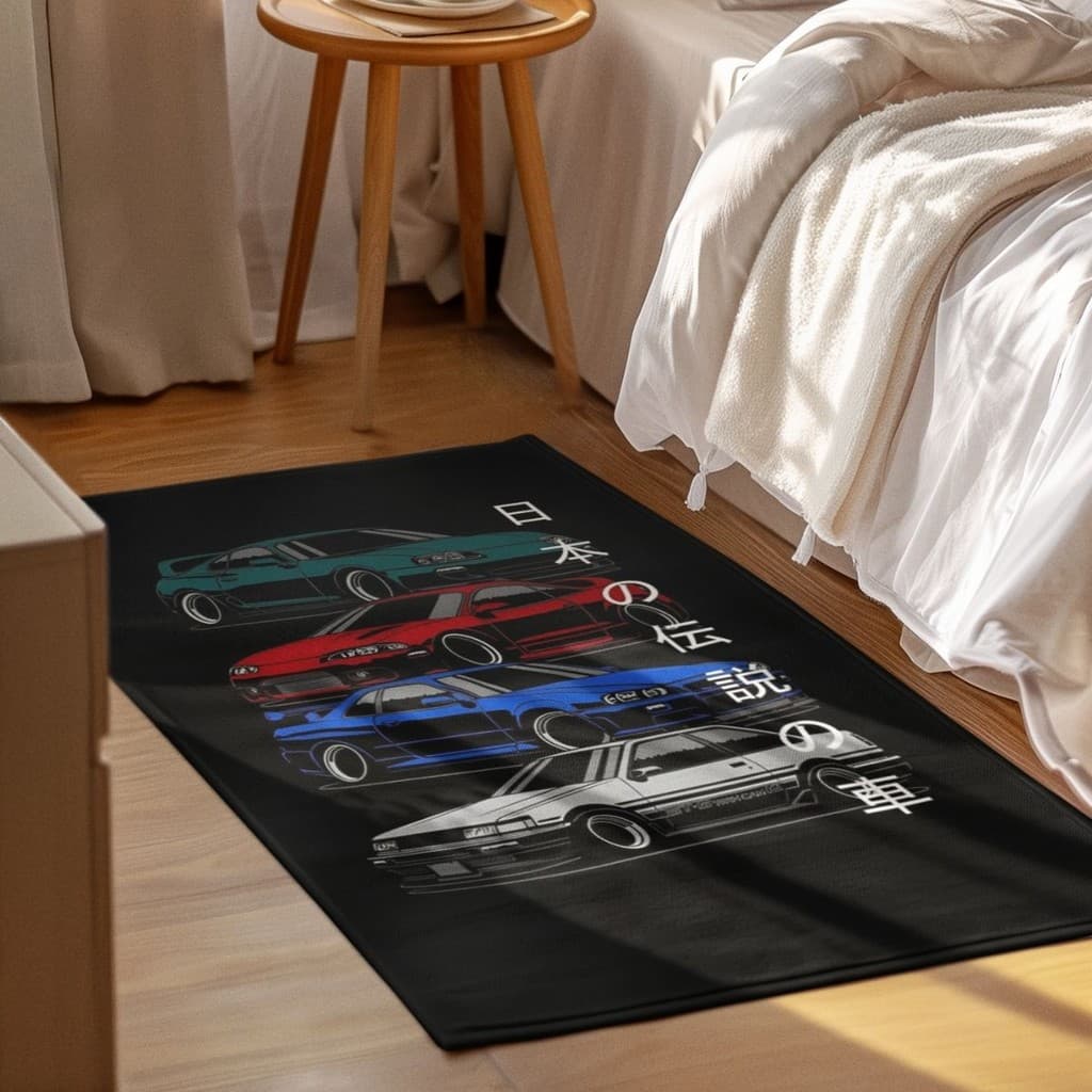 Tapete Decorativo 118x70cm Antiderrapante Sala, Quarto, Espaço Carros