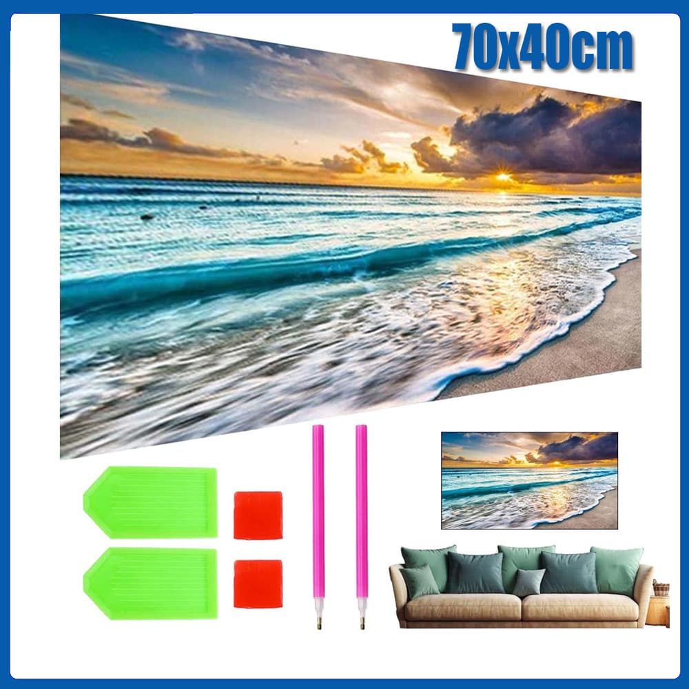 Pintura Diamante 5D Pintura de Diamante Conjunto De Pintura Com Diamante Para Adultosfrente ao mar 70x40cm