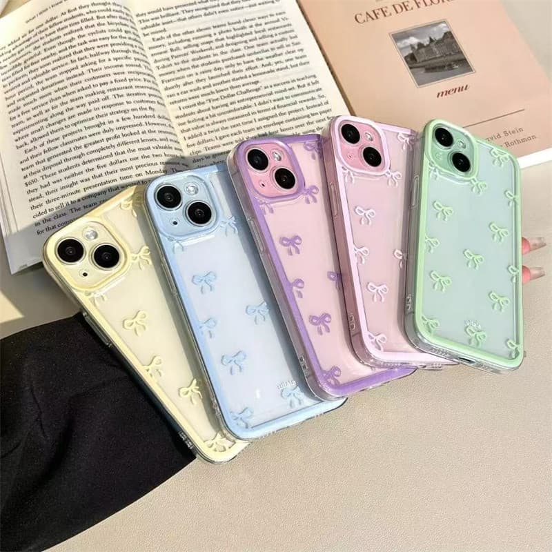 Adorável Bowknot Doces Caso De Telefone Para iPhone 16 17 15 14 13 12 11 Mini Pro Max X XR XSMax 7 8 Plus 16E Capa Macia