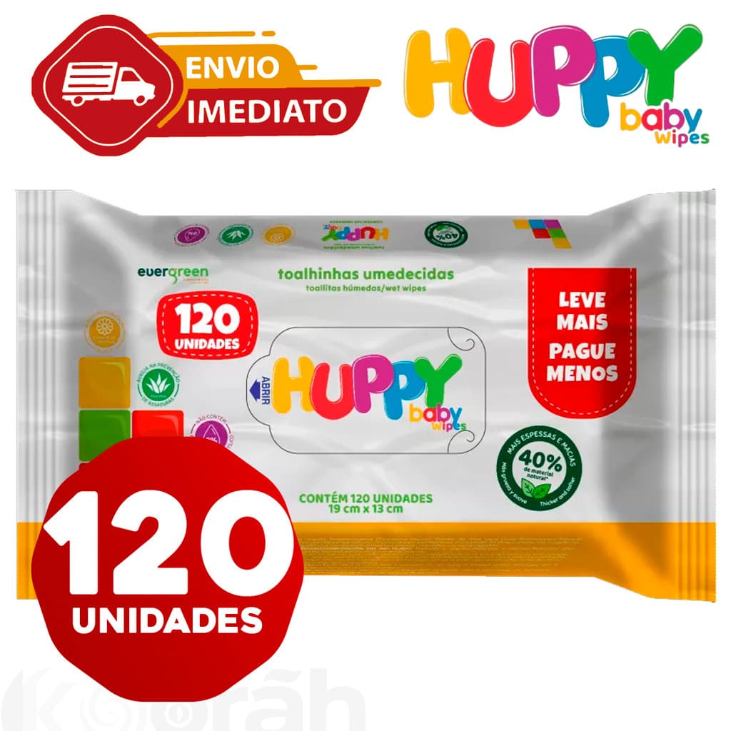 Kit C/120 Lenços Toalhas Umedecidos Umidecido Bebê Sem Alcool Fralda Pratico Vegana Envio Imediato