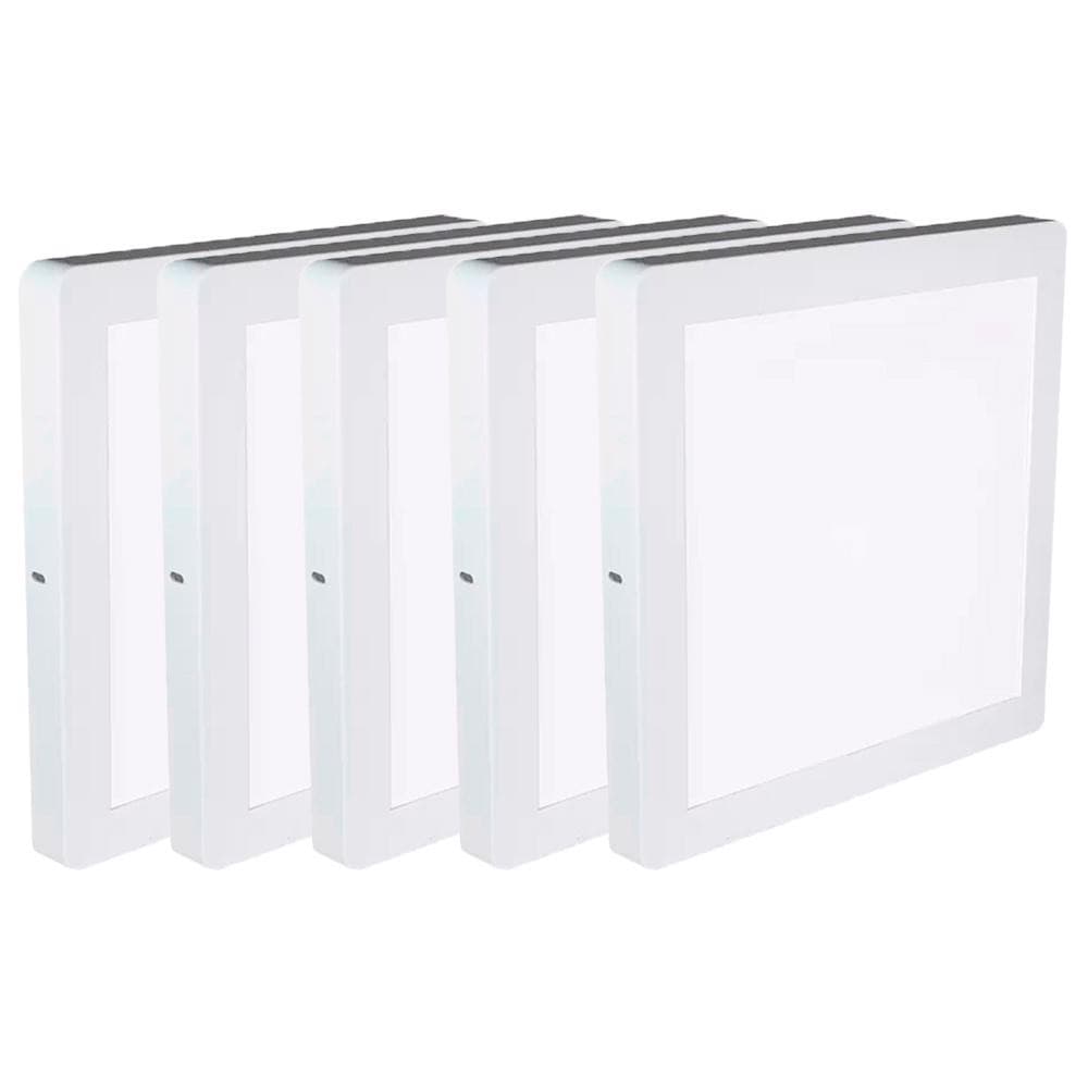 Kit 5 Luminária Plafon LED Quadrado Sobrepor 24W 6500K (520,0015) - Noll LED