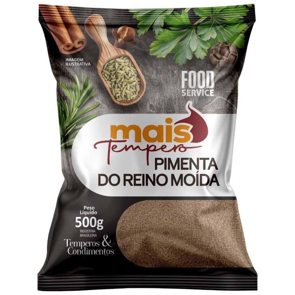 Pimenta do Reino Moída - Pacote com 500 Gramas Ou 1kg Muito Mais Tempero Marca Oficial Mais Tempero