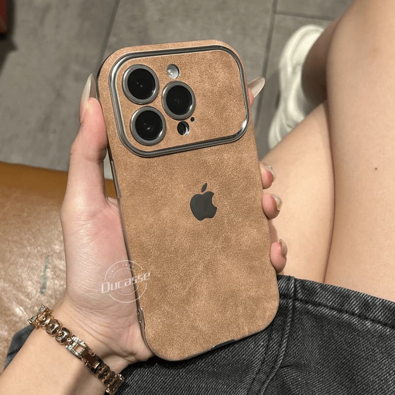 Nova Capa De Camurça Cromada Para iPhone 16 15 14 13 12 11 Pro Max Luxo Resistente A Choques Traseira