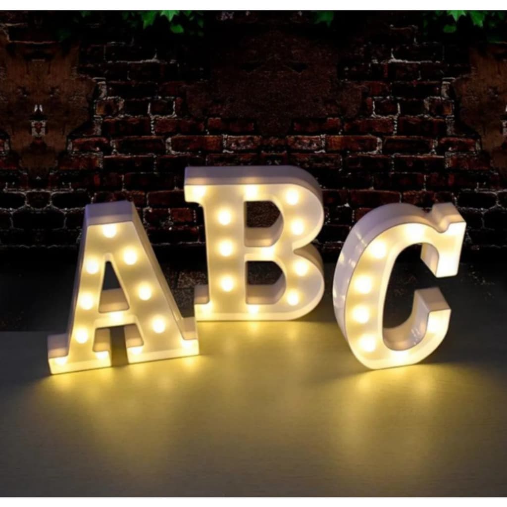 Kit 2/3/4/5 Letra Led Luminária 3D Decorativa Branco 16/21CM A-Z Para Forma Sua Frase C Pilha