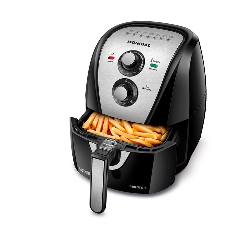 Fritadeira Sem Óleo Air Fryer 4L Mondial Preto e Inox 1500W AFN-40-BI