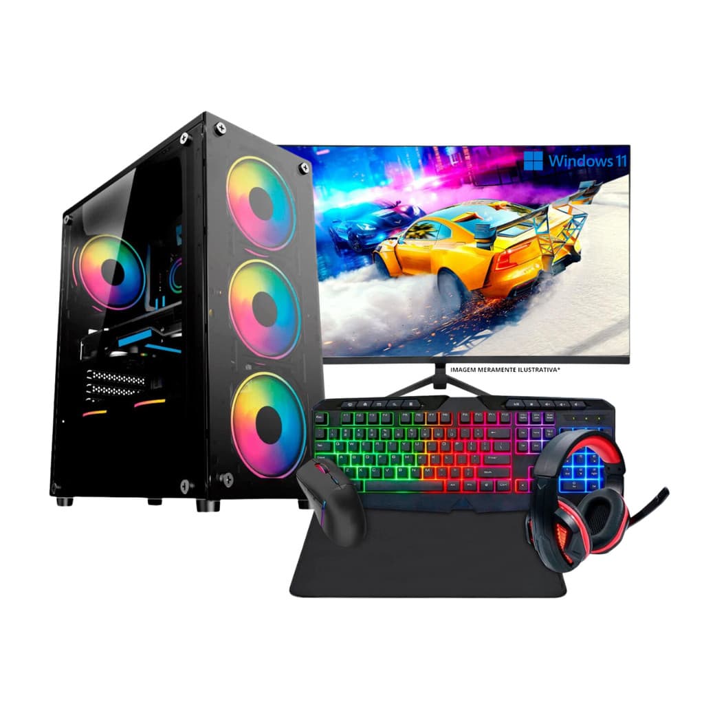 PC Gamer Computador Completo Intel Core i5 16GB SSD 512GB Kit Gamer Headset Monitor 23''